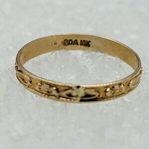 Vintage BDA 10K Yellow Gold Embossed Baby Or Toe Ring Size 1